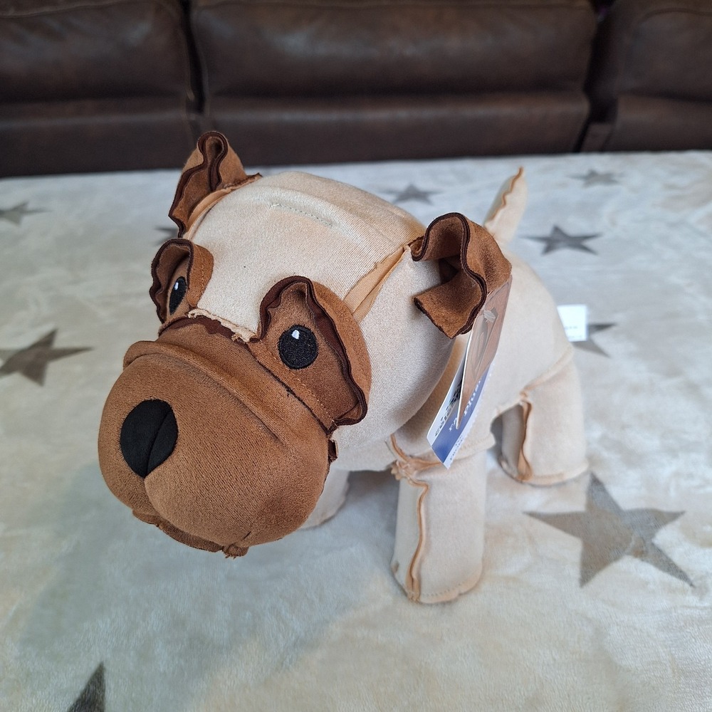 Faux Leather Dog Plush Weighted Sand Paws Stuffed Animal Toy Door Stop